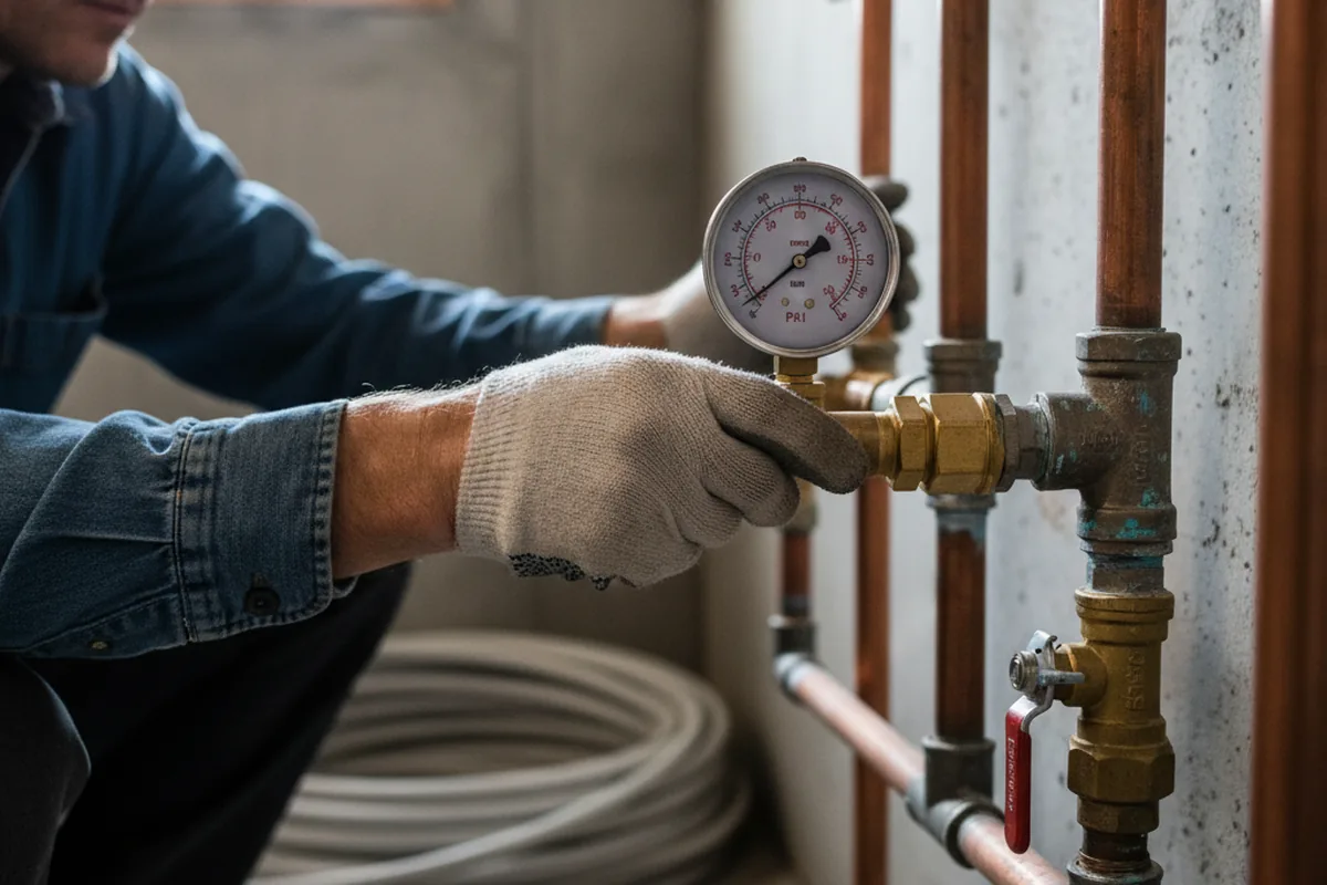 Pressure testing a repaired line during Water Line Repair in Jacksontown